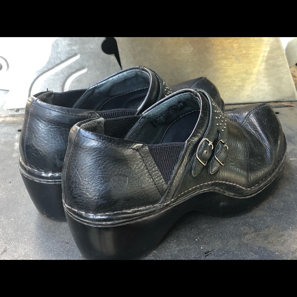 ariat Black Leather WedgeClogs  Sandals Size 10D - Picture 8 of 10